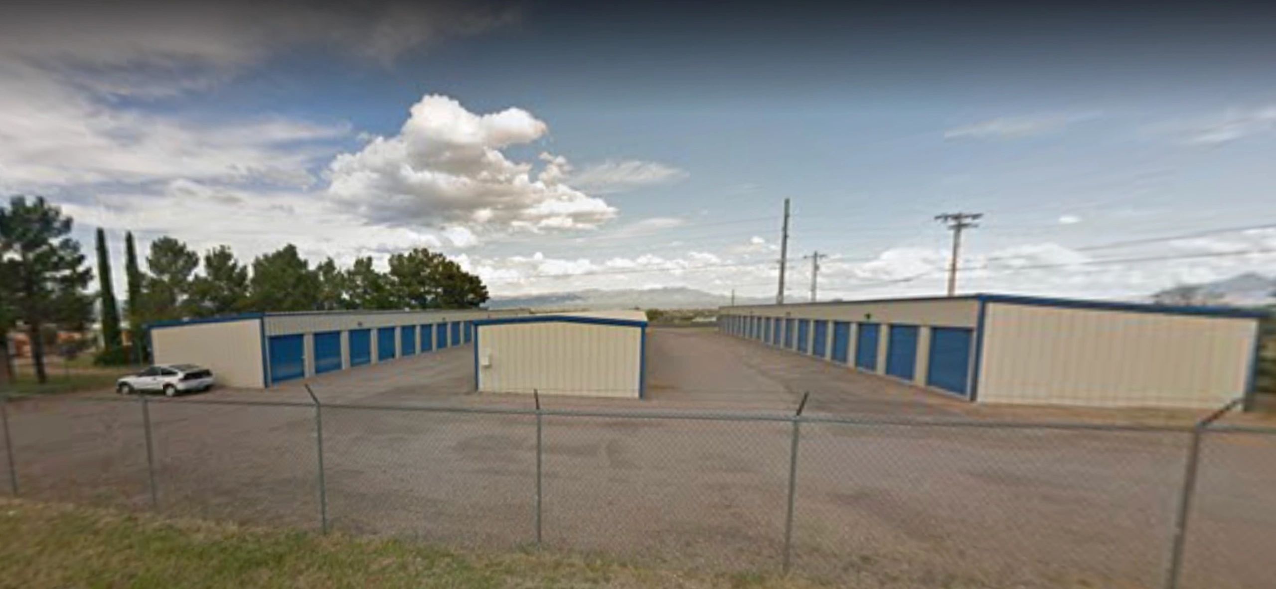 Wide view of storage facility exterior